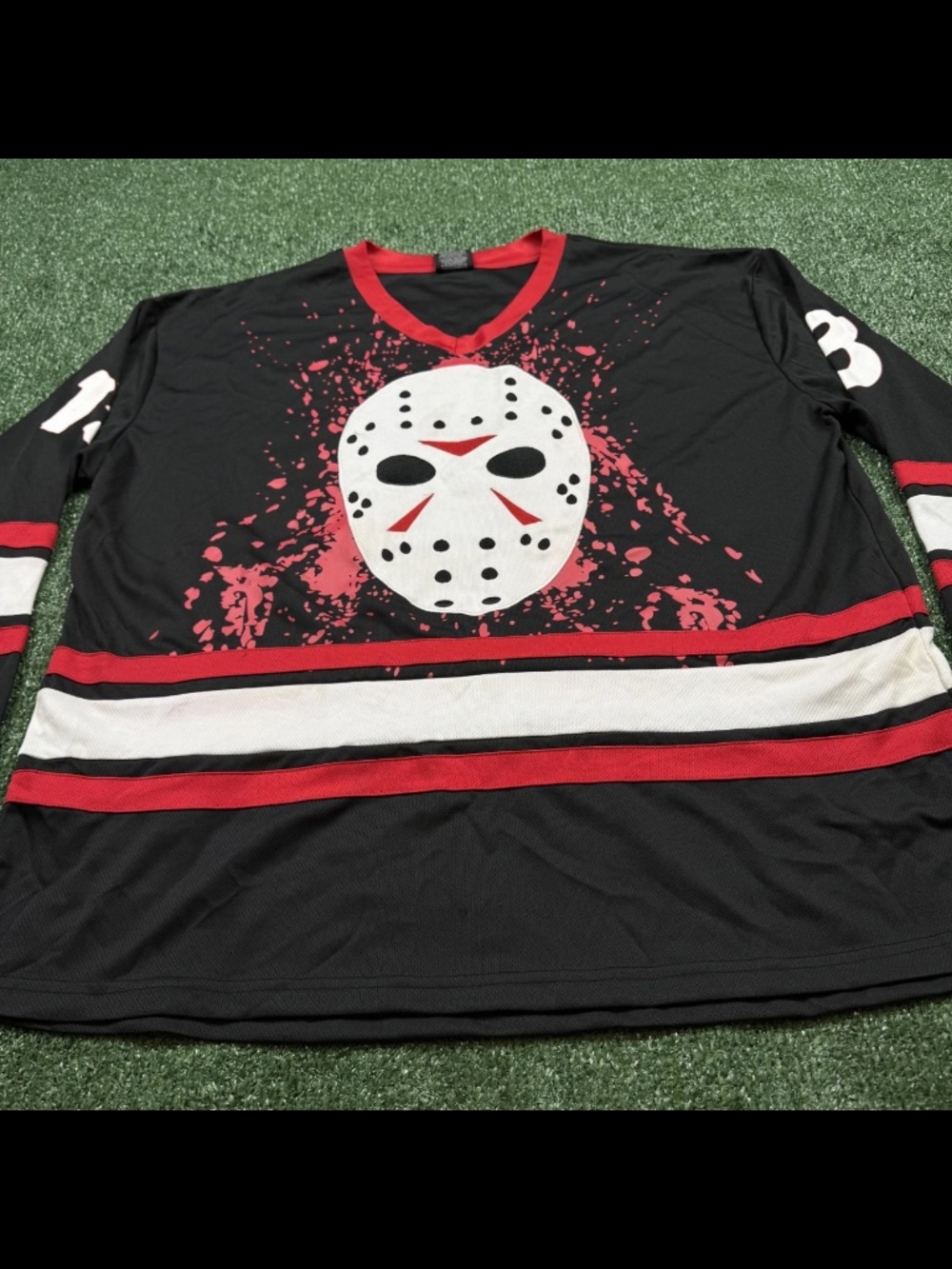 Jason Friday the 13th Hockey Jersey Men's Size XL Black Long Sleeve Bioworld - Picture 2 of 7